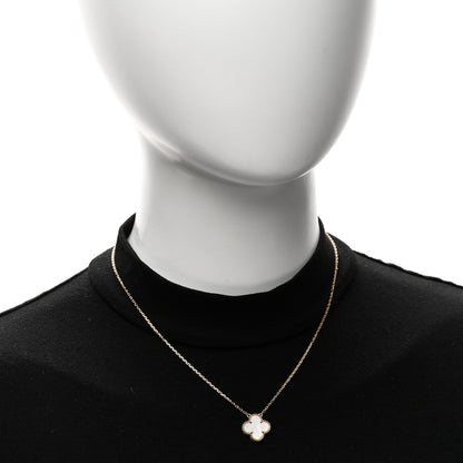 Van Cleef & Arpels 18K Yellow Gold Mother of Pearl Vintage Alhambra Pendant Necklace 2 of 6