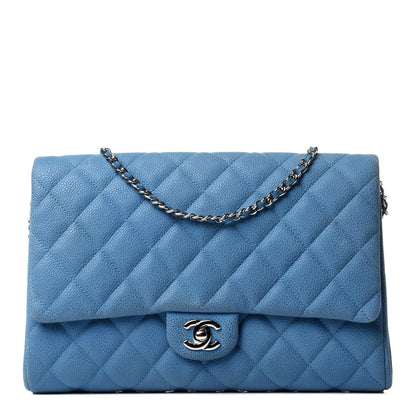 Chanel Iridescent Caviar Quilted Clutch With Chain Flap Blue 1 of 12