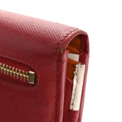 Prada Saffiano Metal Continental Flap Travel Wallet Fuoco 13 of 17
