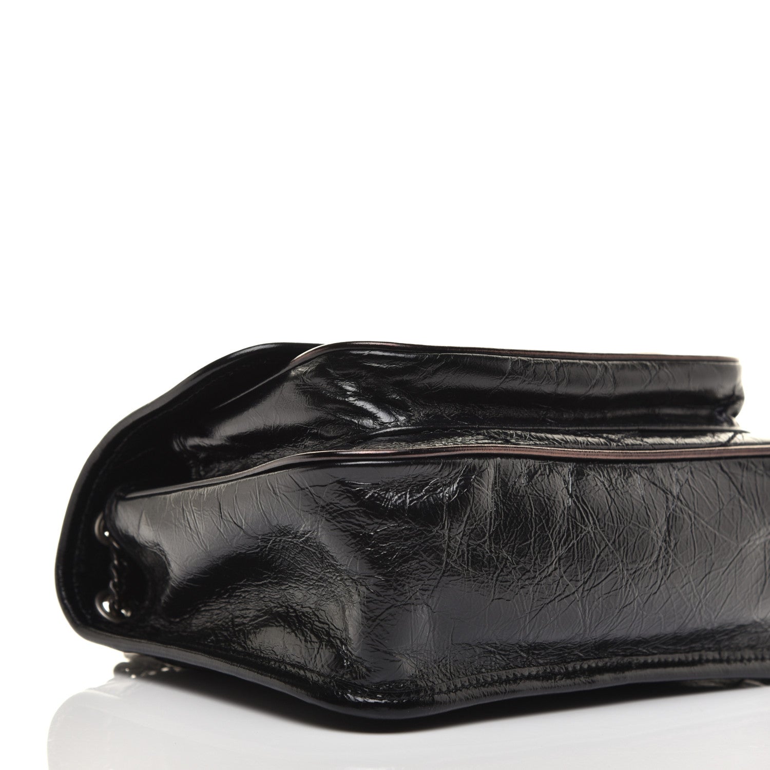 Saint Laurent Crinkled Calfskin Matelasse Monogram Baby Niki Chain Satchel Black 7 of 9