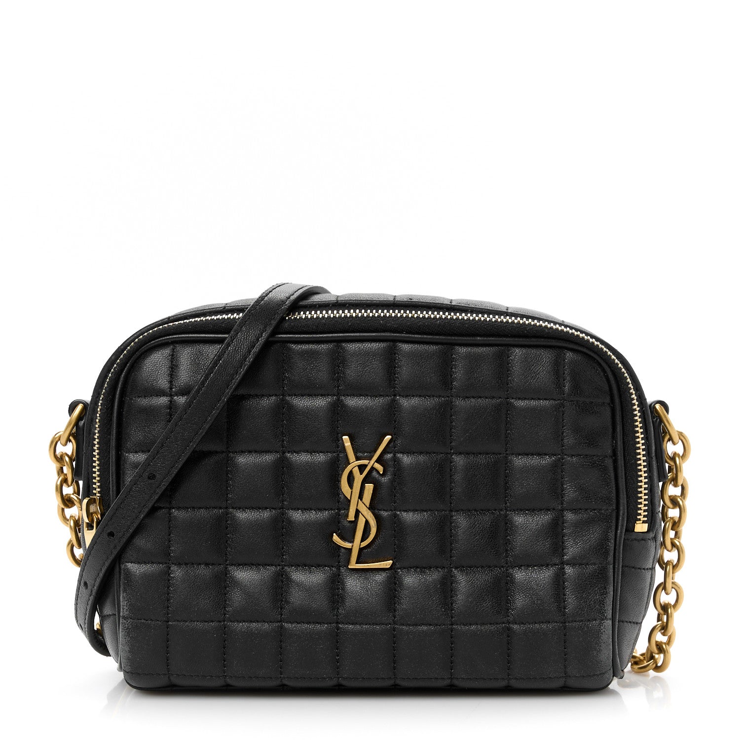 Saint Laurent Lambskin Carre Quilted Cassandre Mini Camera Bag Black 1 of 10