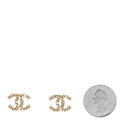 Chanel Crystal Studded CC Earrings Gold 2 of 6