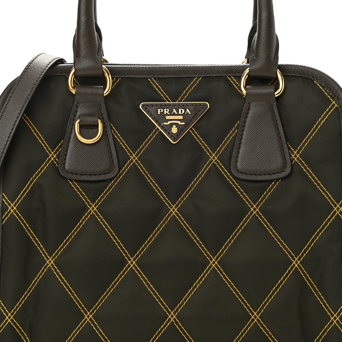 Saffiano Tessuto Nylon Impunturato Quilted Shopper Militare Soleil