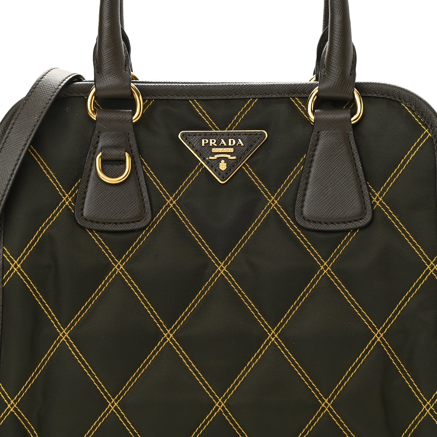 Prada Saffiano Tessuto Nylon Impunturato Quilted Shopper Militare Soleil 9 of 9