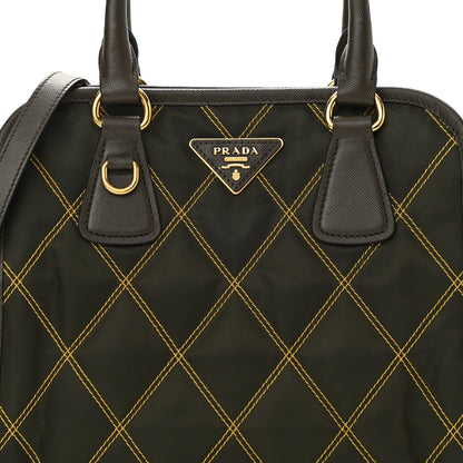 Prada Saffiano Tessuto Nylon Impunturato Quilted Shopper Militare Soleil 9 of 9