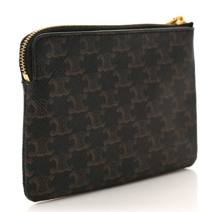 Celine Triomphe Canvas Logo Coin and Card Pouch With Hook Black 3 of 6