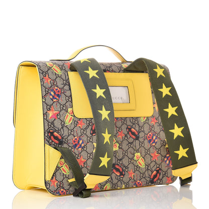 Gucci GG Supreme Monogram Beetles Childrens Backpack Beige Yellow 3 of 8