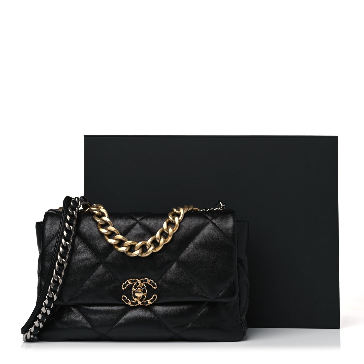 Lambskin Quilted Large Chanel 19 Flap Black