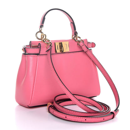 Fendi Shiny Nappa Micro Peekaboo Iconic Satchel Rosa Fluo 3 of 8