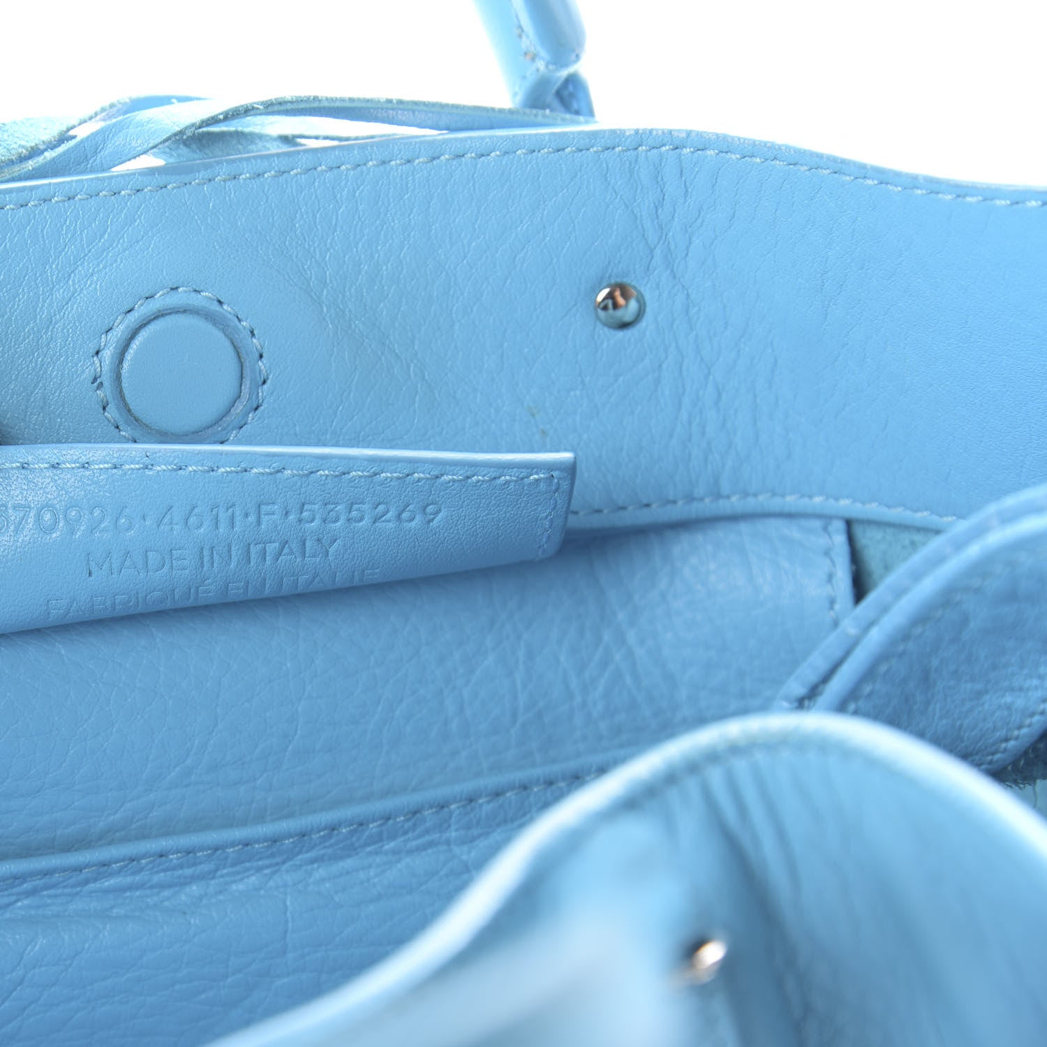 Balenciaga Supple Calfskin Papier A6 Zip Around Tote Bleu Caraibes 9 of 11
