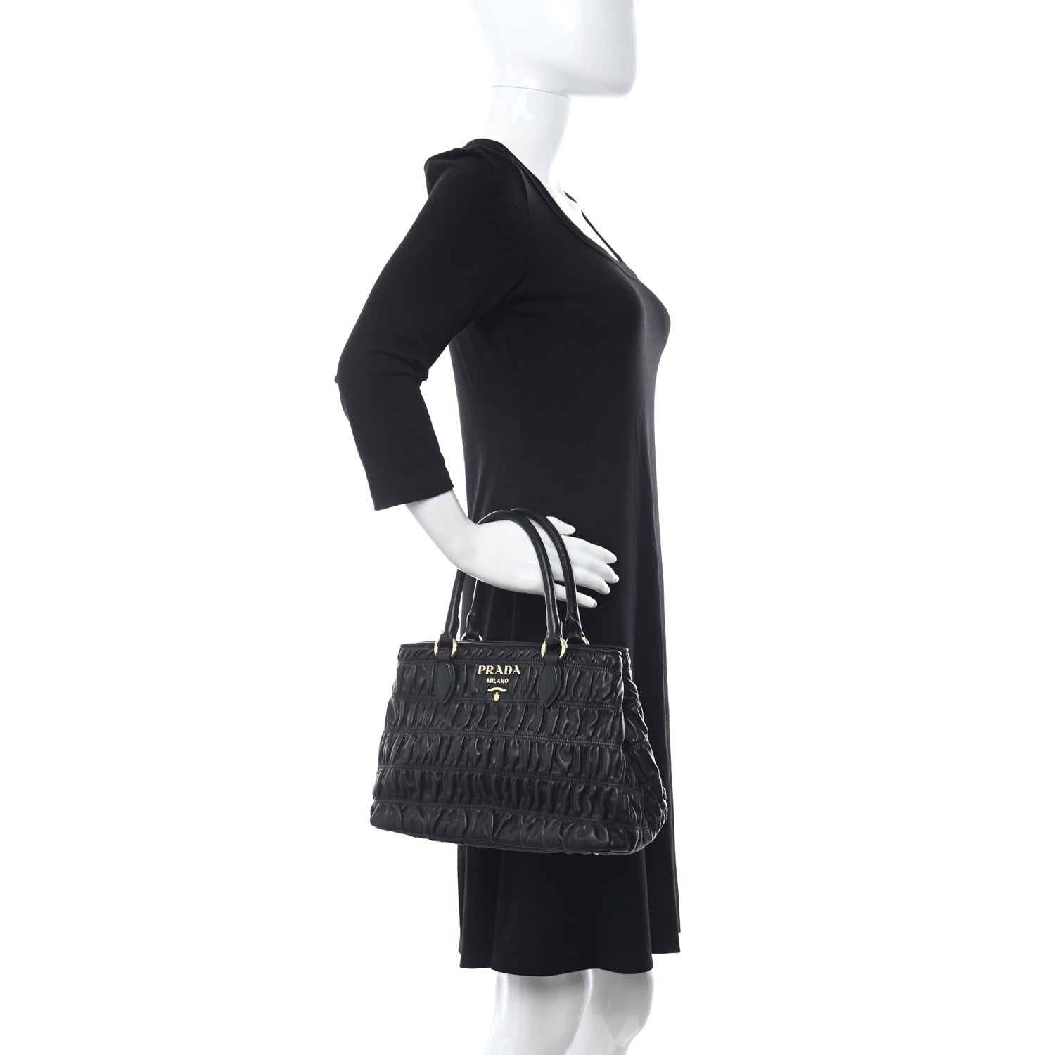 Prada Nappa Gaufre Tote Black 2 of 9