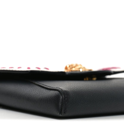 Versace Calfskin Medusa Whipstitch Envelope Clutch Black White 8 of 9