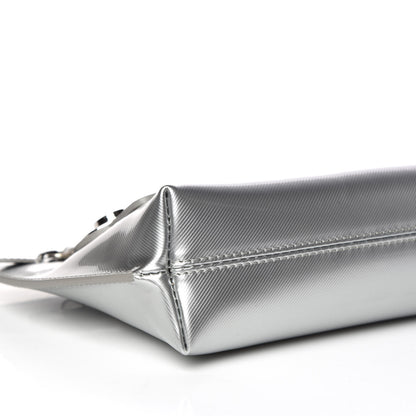 Burberry Metallic Trench Calfskin Medium Zip Lock Pouch Silver 5 of 10
