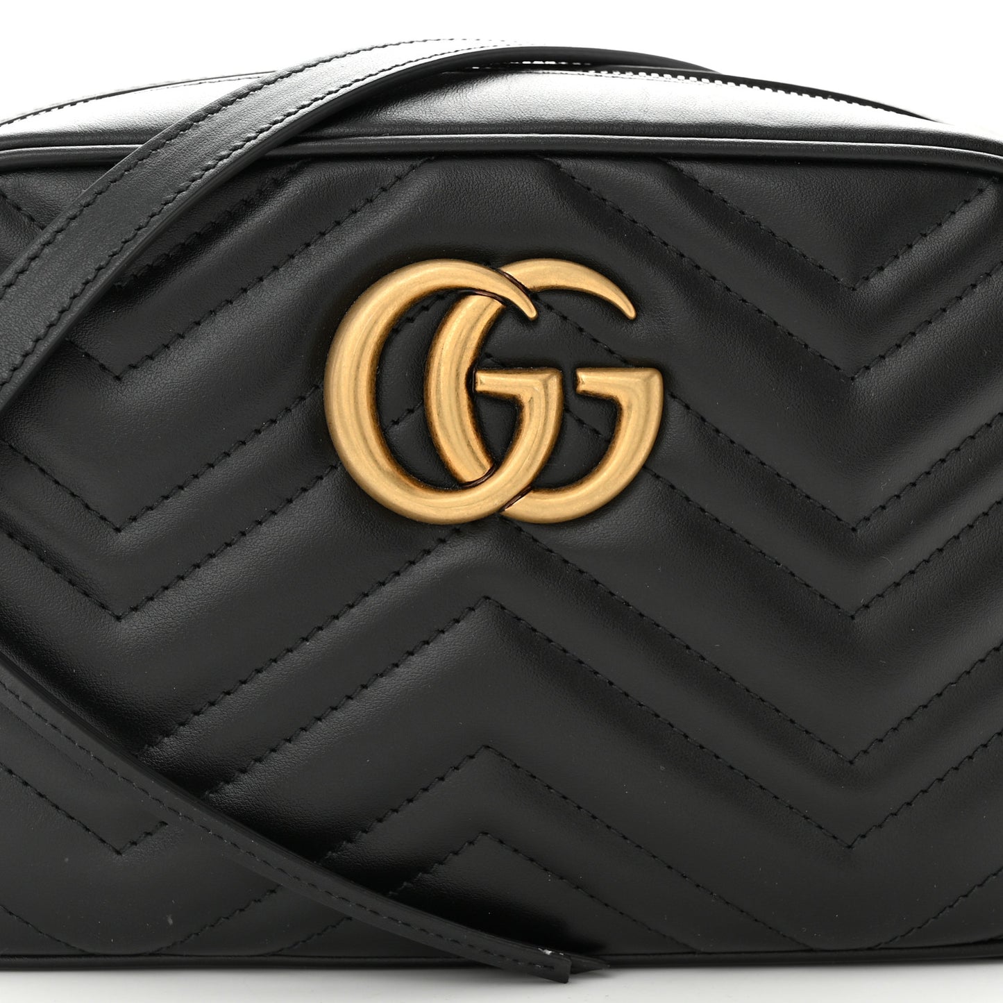 Calfskin Matelasse Small GG Marmont Chain Shoulder Bag Black