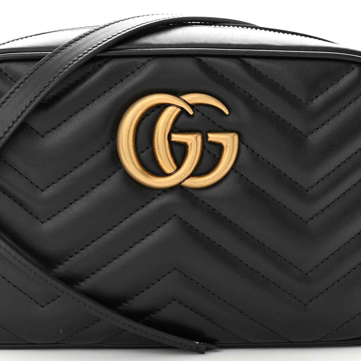 Gucci Calfskin Matelasse Small GG Marmont Chain Shoulder Bag Black 8 of 10