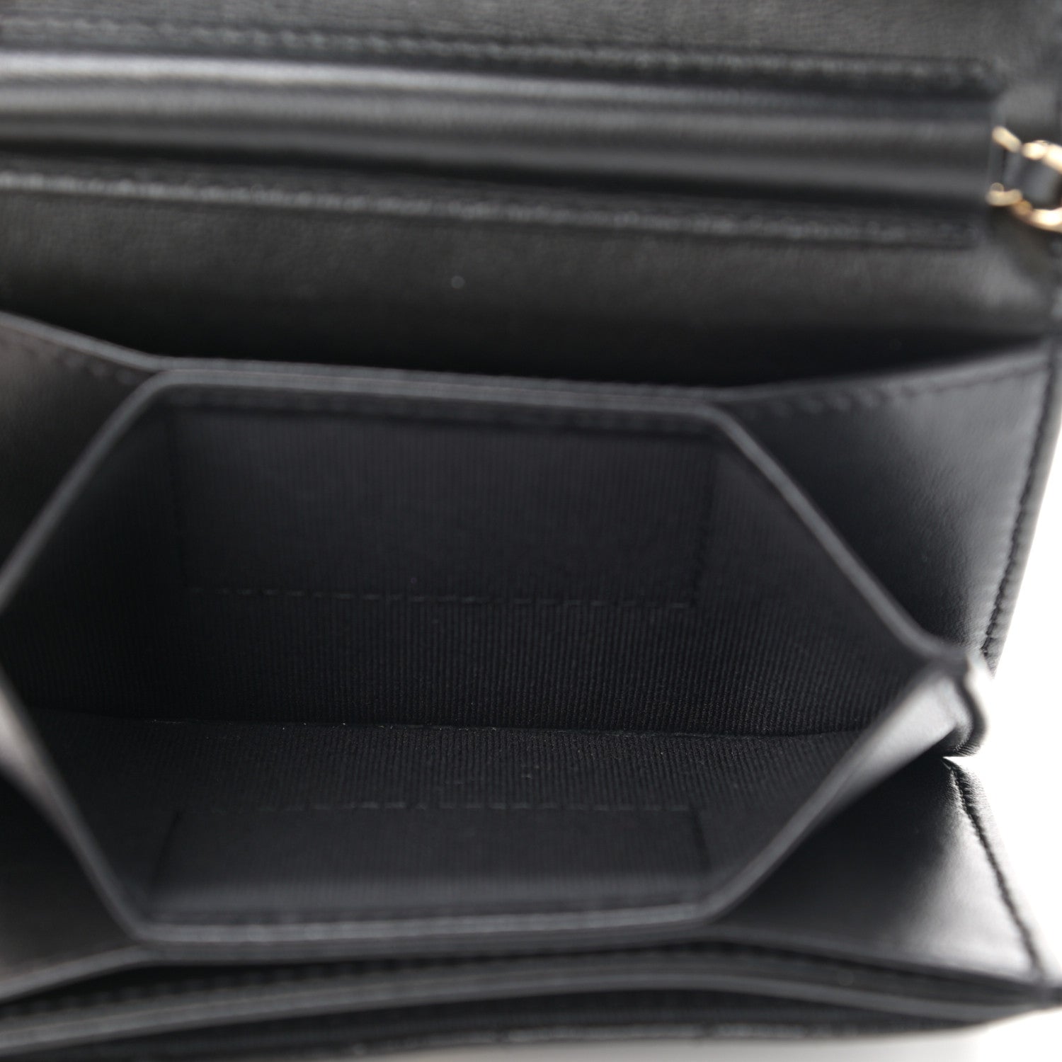 Chanel Lambskin Quilted Camellia Card Holder On Chain Black 5 of 13