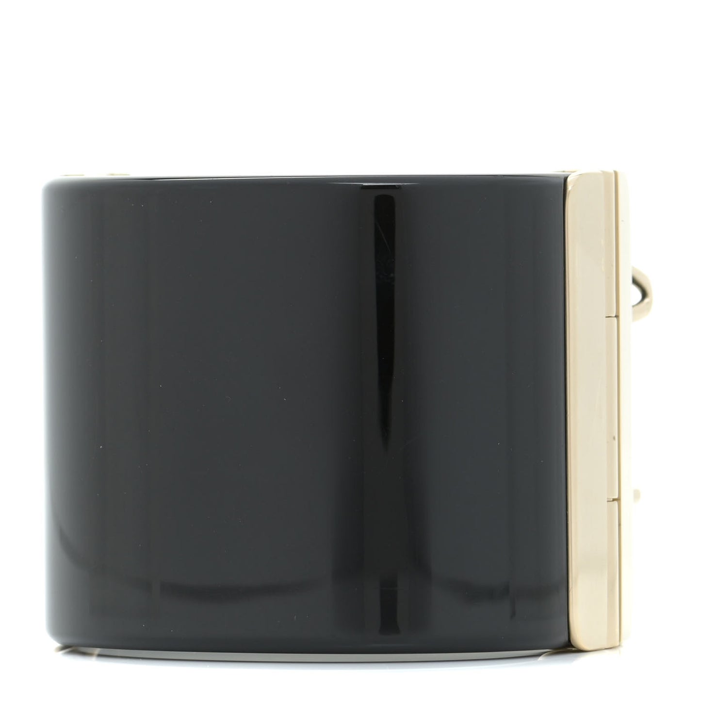 Resin Pearl Lambskin CC Cuff Bracelet Black