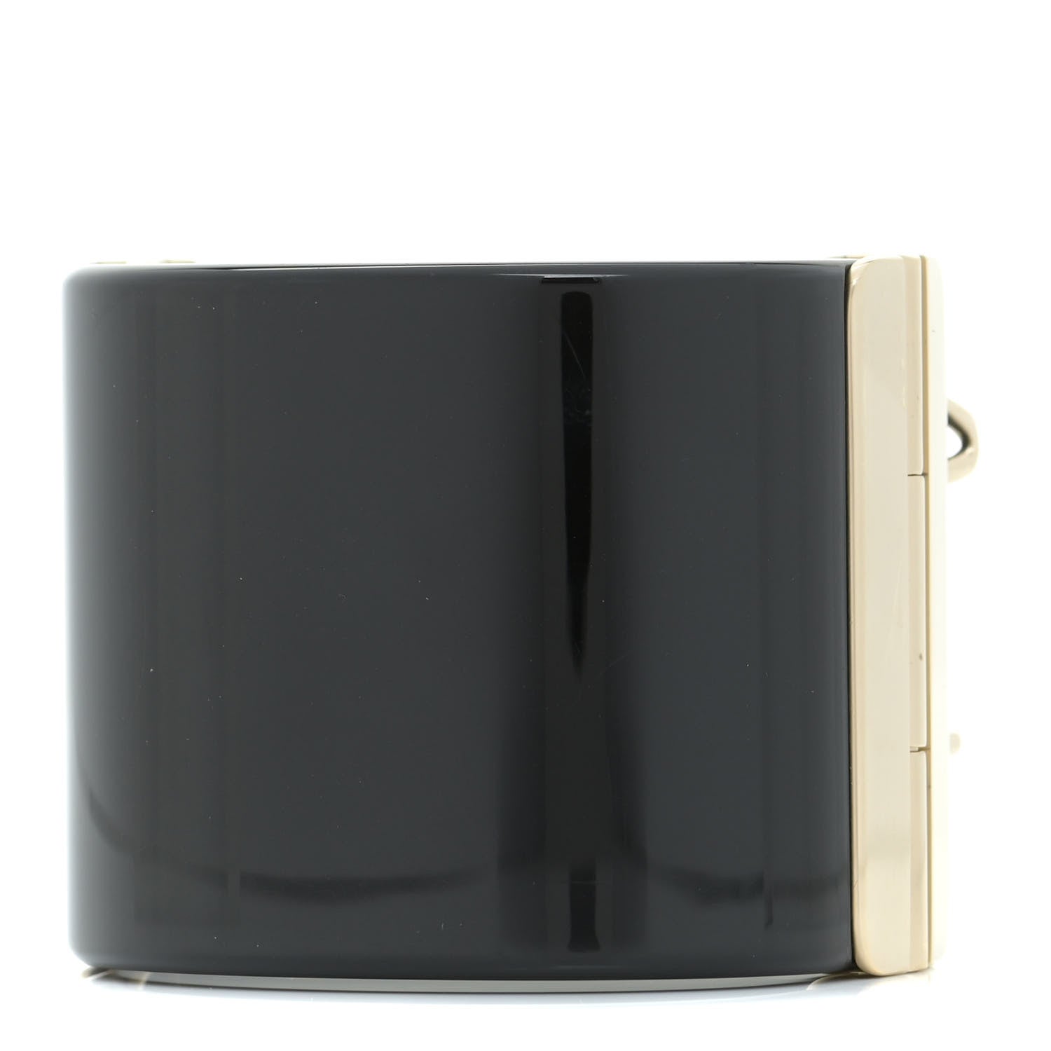Chanel Resin Pearl Lambskin CC Cuff Bracelet Black 3 of 7