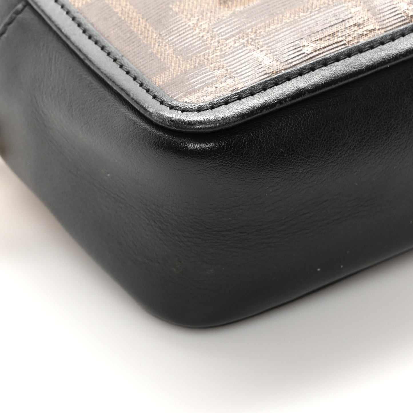 Glazed Fabric Vitello Century FF 1974 Stamp Patch Mini Camera Case Mogano Panna Black