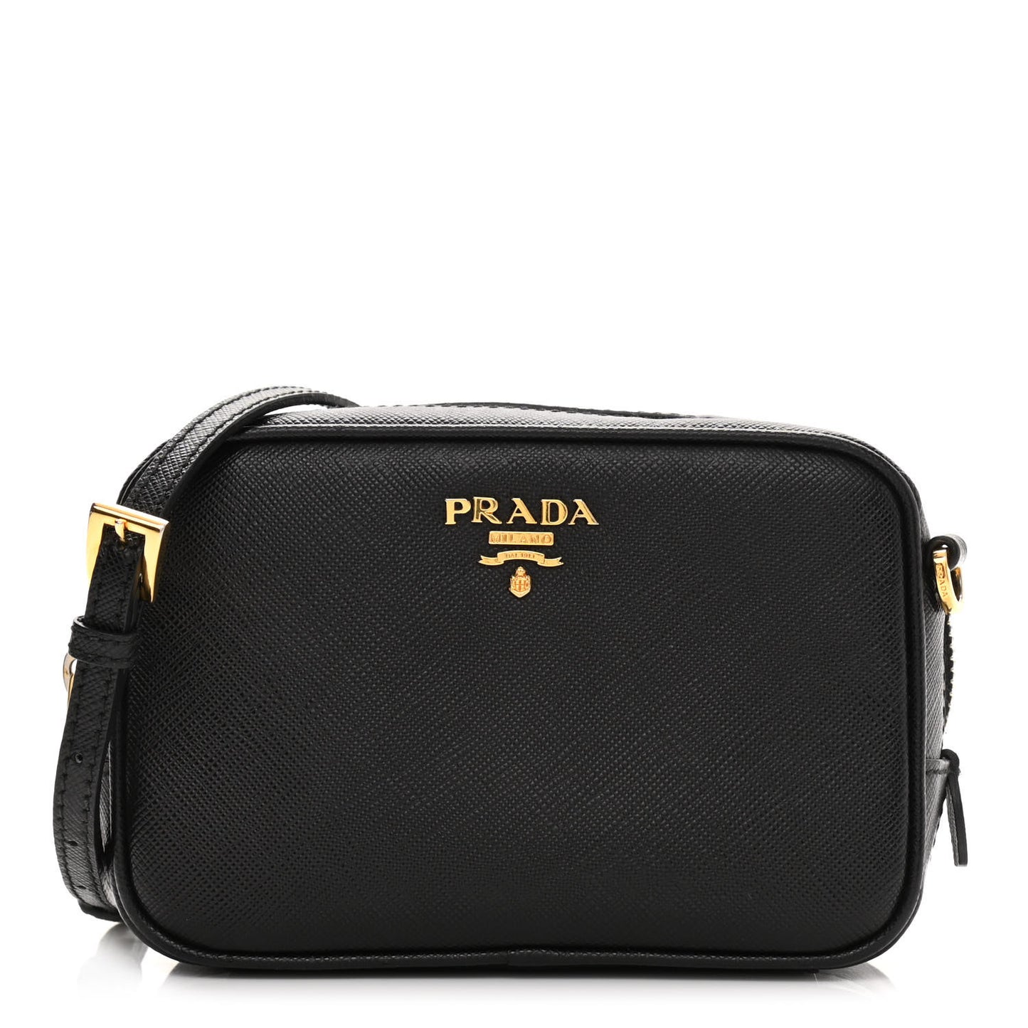 Saffiano Lux Small Camera Crossbody Bag Black