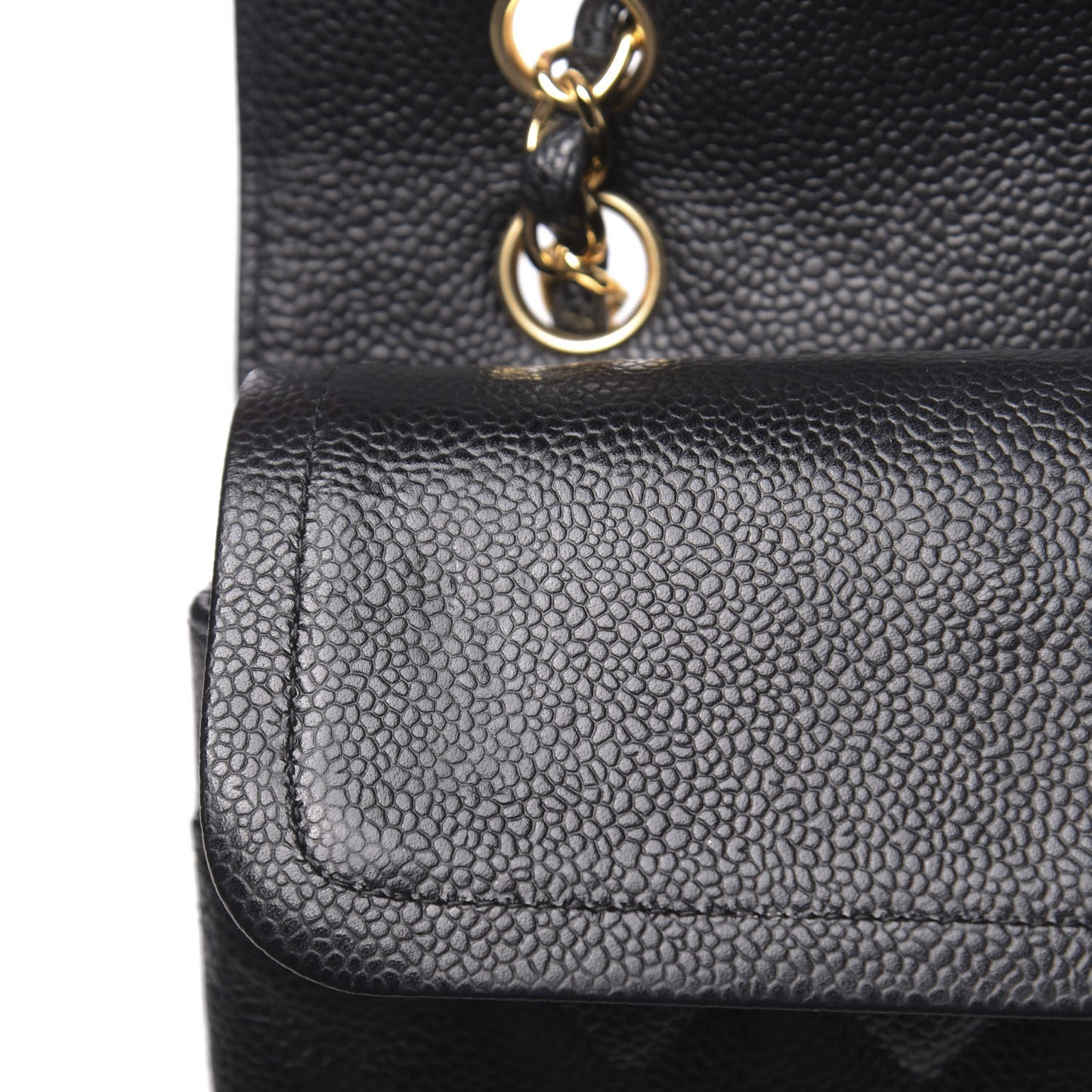 Caviar Quilted Medium Double Flap Black