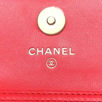 Chanel Lambskin Quilted Pearl Crush Clutch With Chain Red 6 of 10