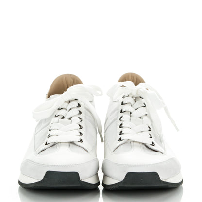 Hermes Suede Calfskin Goal Sneakers 41 Blanc Noir 2 of 7