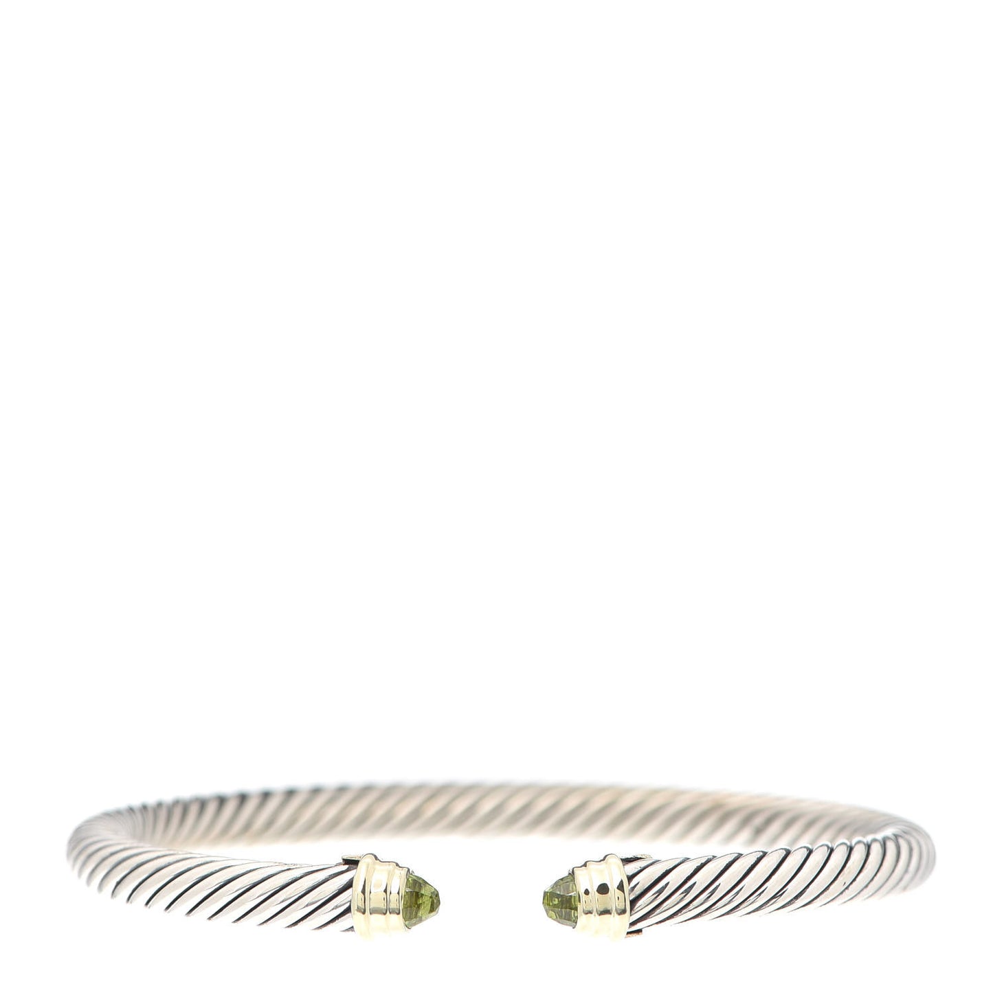 Sterling Silver 14K Yellow Gold Peridot 5mm Cable Classics Petite Color Bracelet