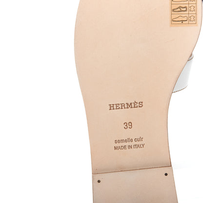 Hermes Box Calfskin Oran Sandals 39 White 9 of 11