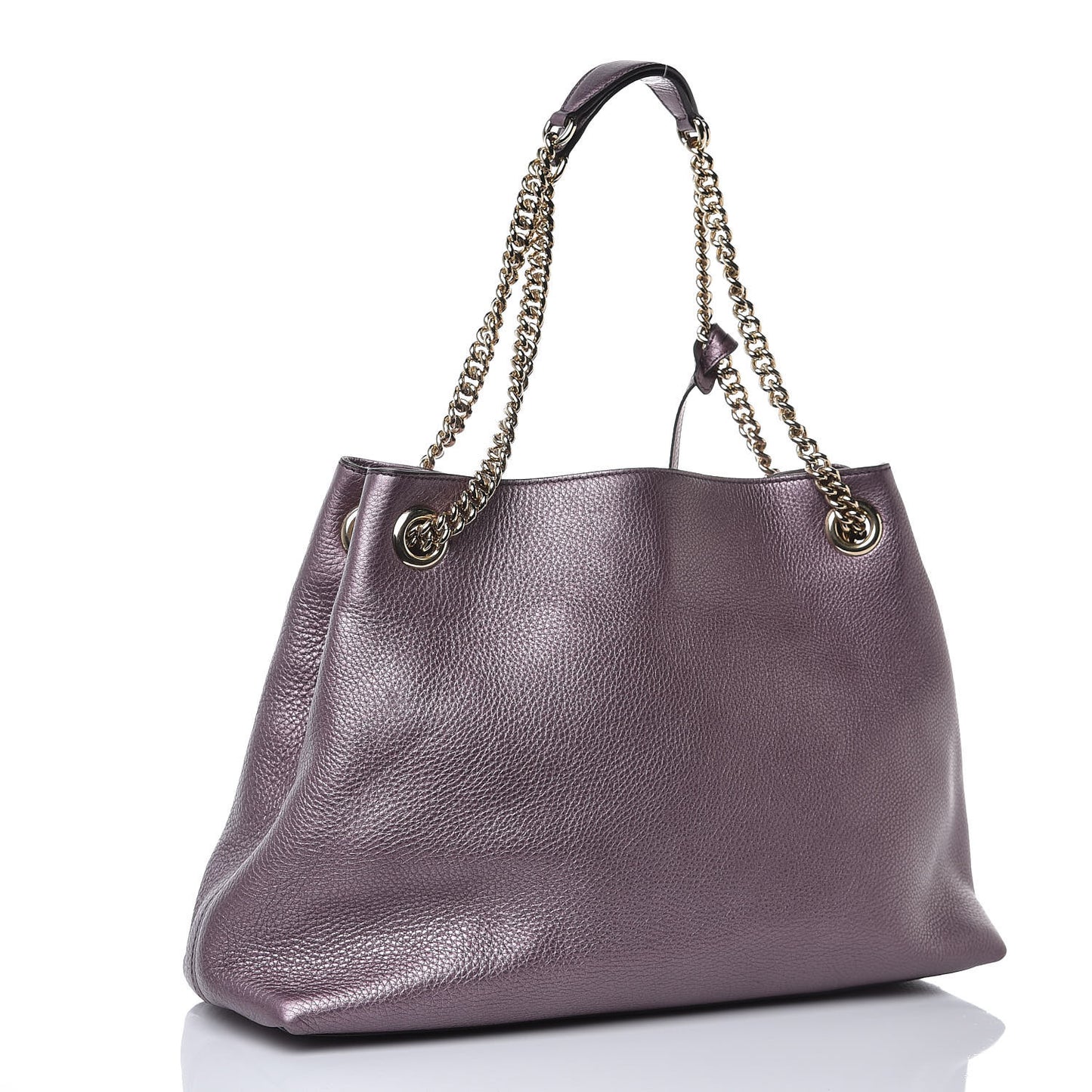 Metallic Pebbled Calfskin Medium Soho Chain Shoulder Bag Purple