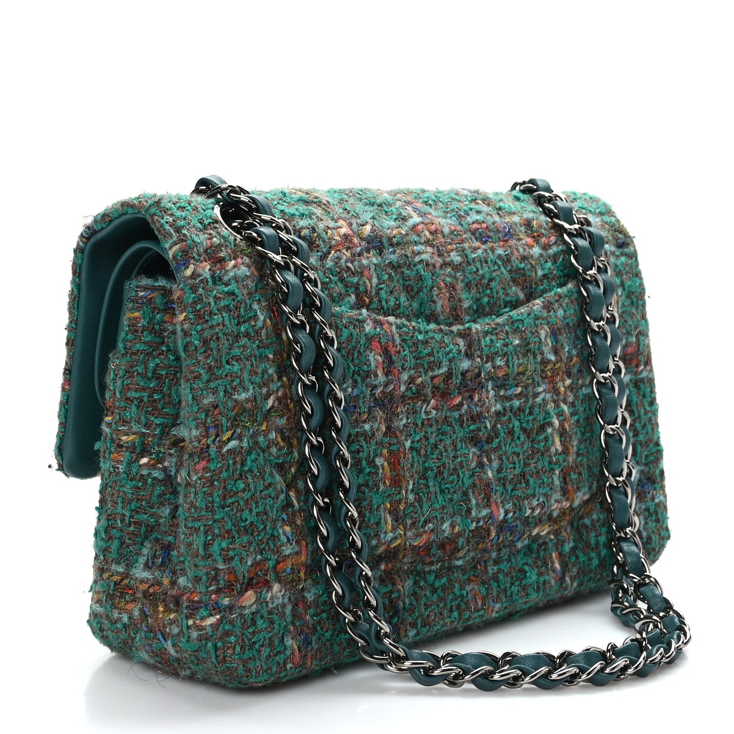 Chanel Wool Tweed Medium Double Flap Green 3 of 9