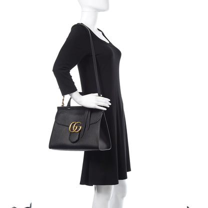 Gucci Calfskin Small GG Marmont Top Handle Bag Black 2 of 10
