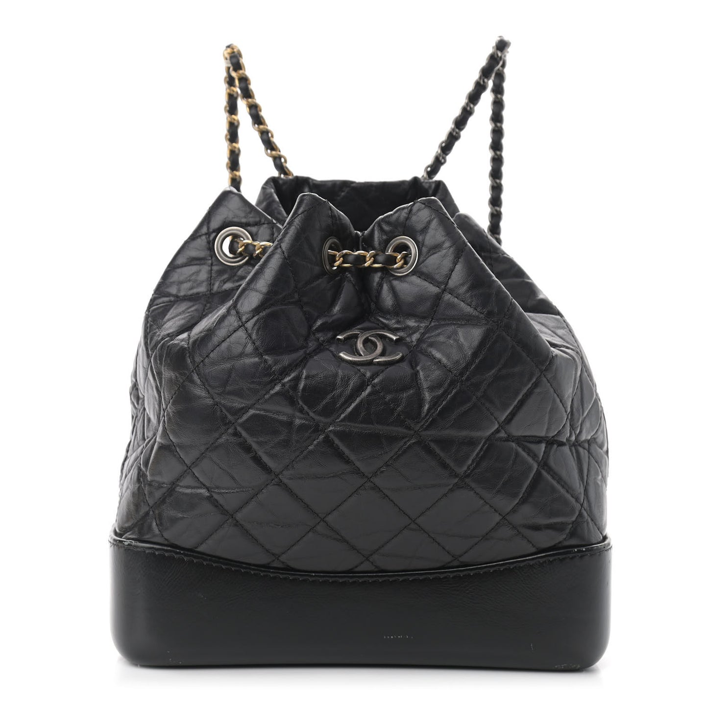 Aged Calfskin Quilted Small Gabrielle Backpack Black