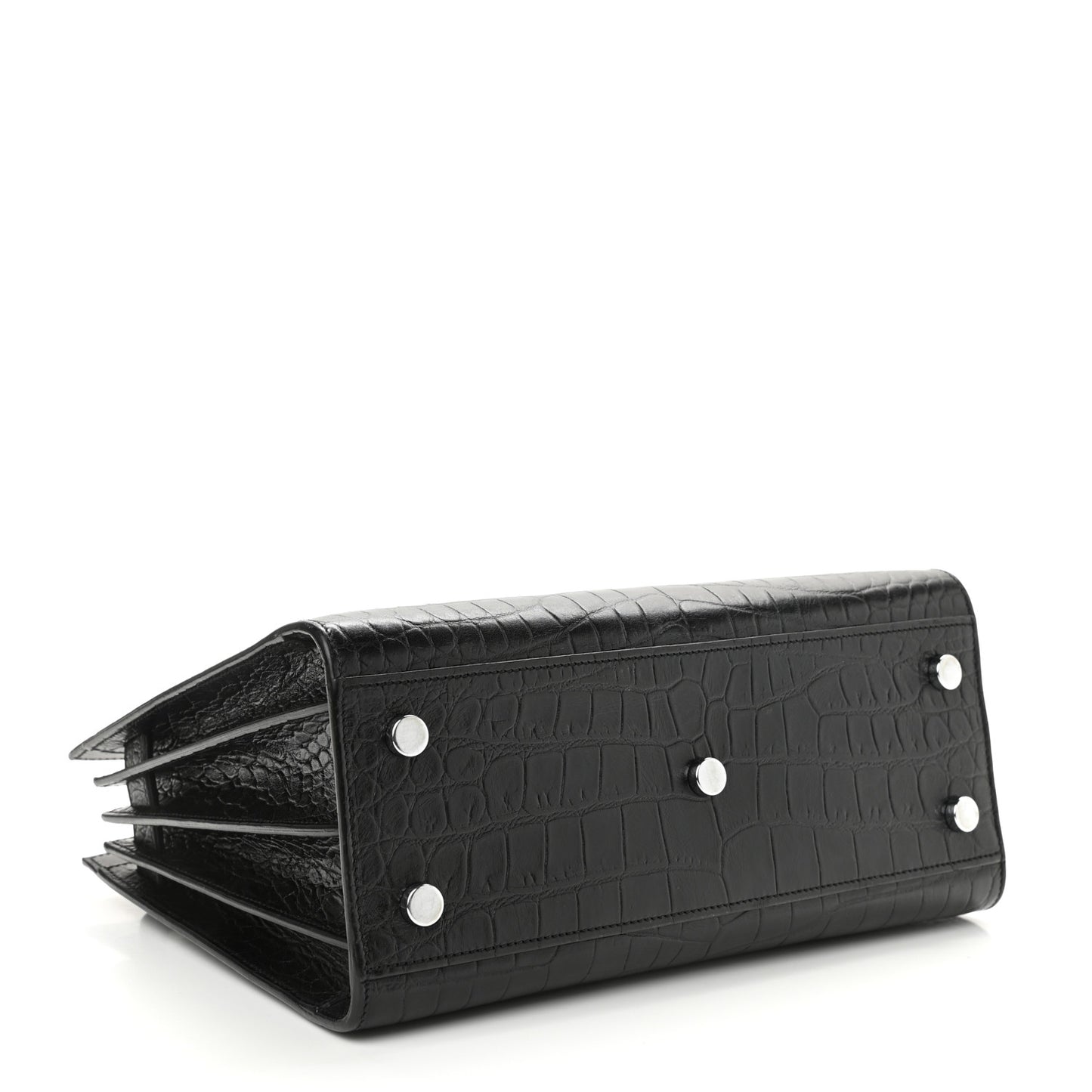 Calfskin Crocodile Embossed Baby Sac De Jour Black