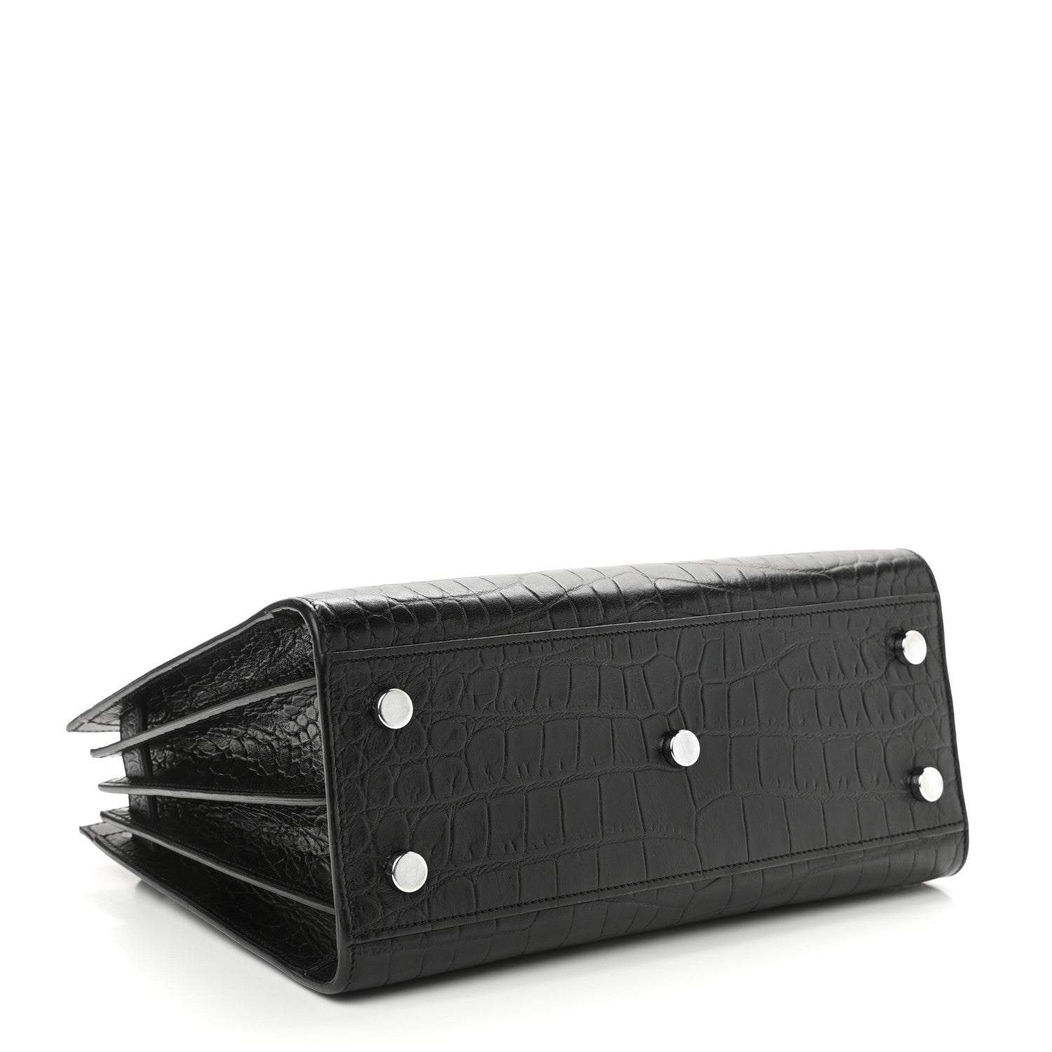 Saint Laurent Calfskin Crocodile Embossed Baby Sac De Jour Black 4 of 13