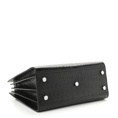 Saint Laurent Calfskin Crocodile Embossed Baby Sac De Jour Black 4 of 13