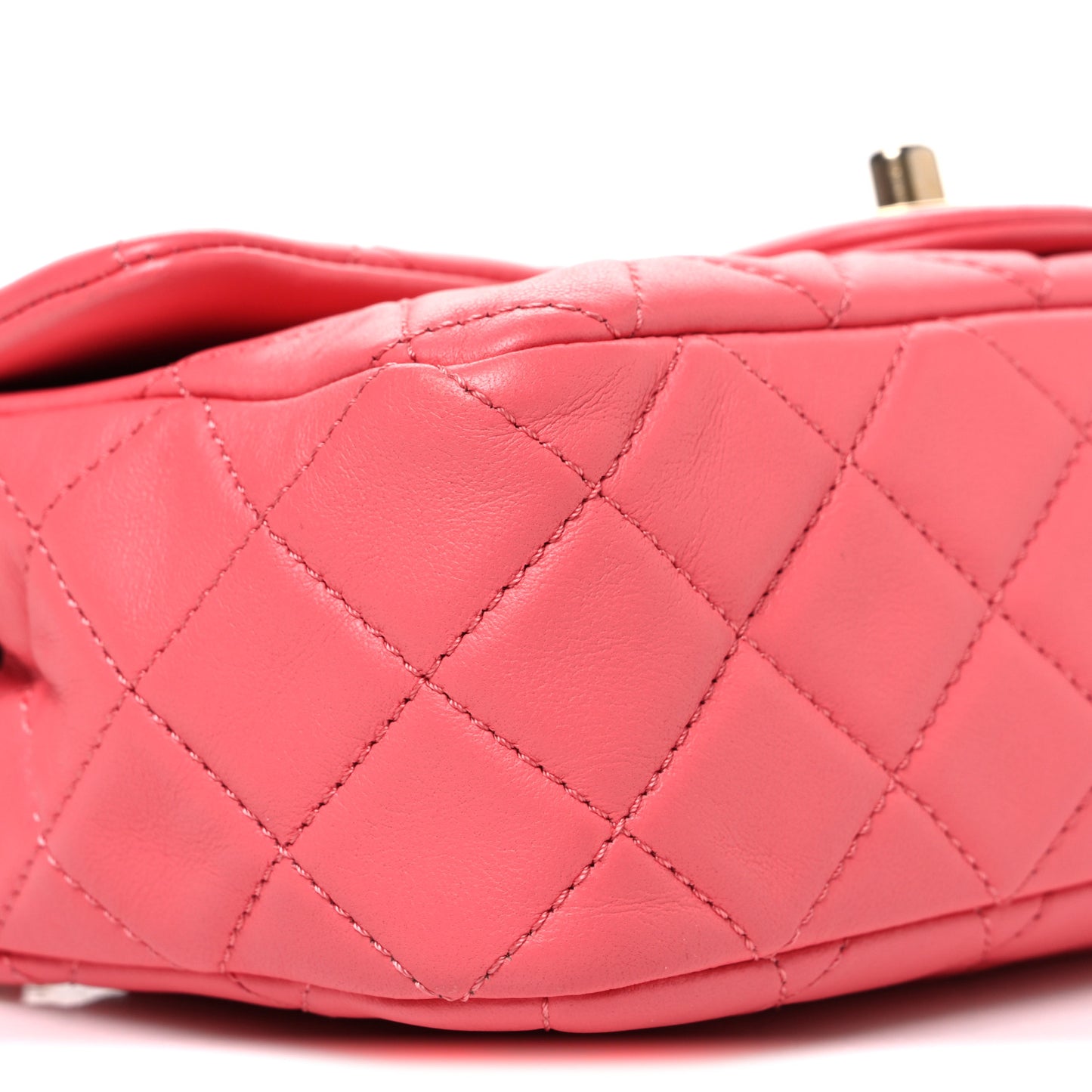 Lambskin Quilted Pearl Crush Mini Rectangular Flap Pink