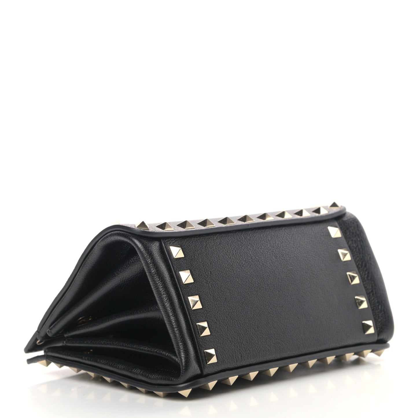 Calfskin Rockstud Mini Chain Shoulder Bag Black