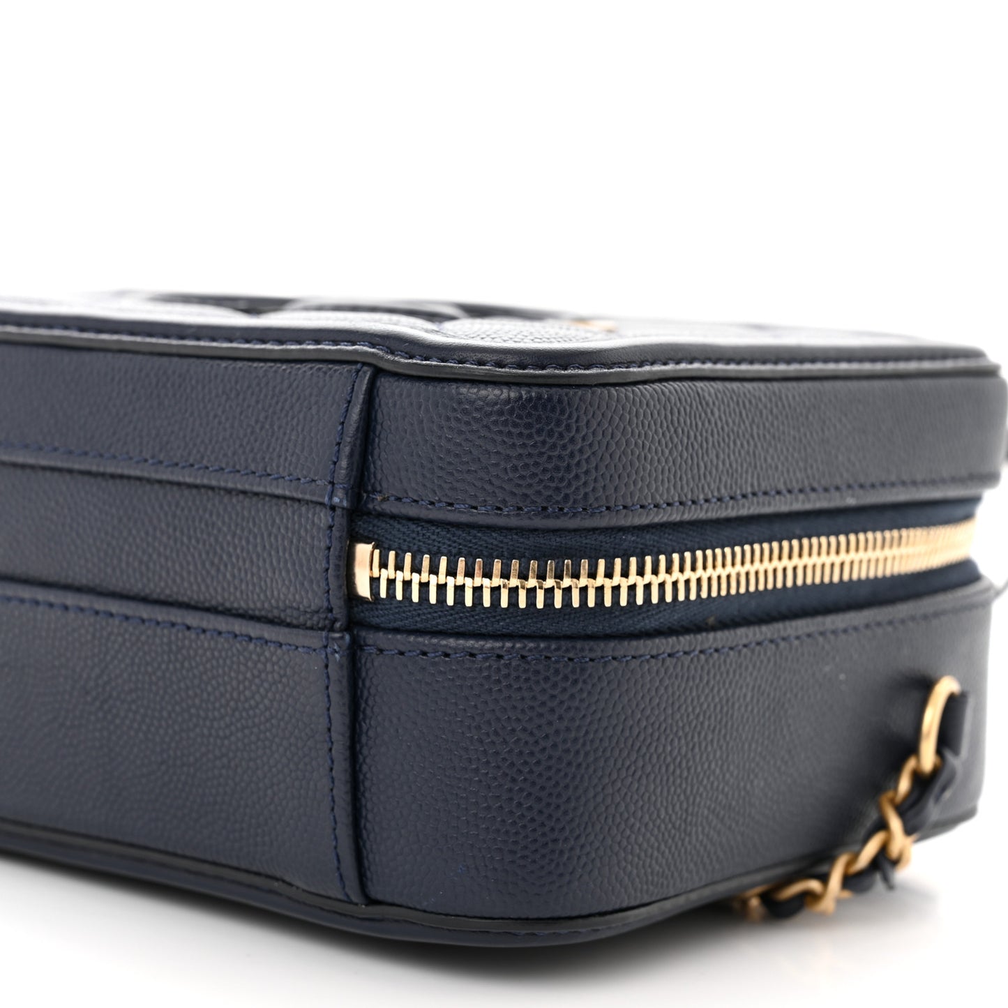 Caviar Quilted Small CC Filigree Vanity Case Navy