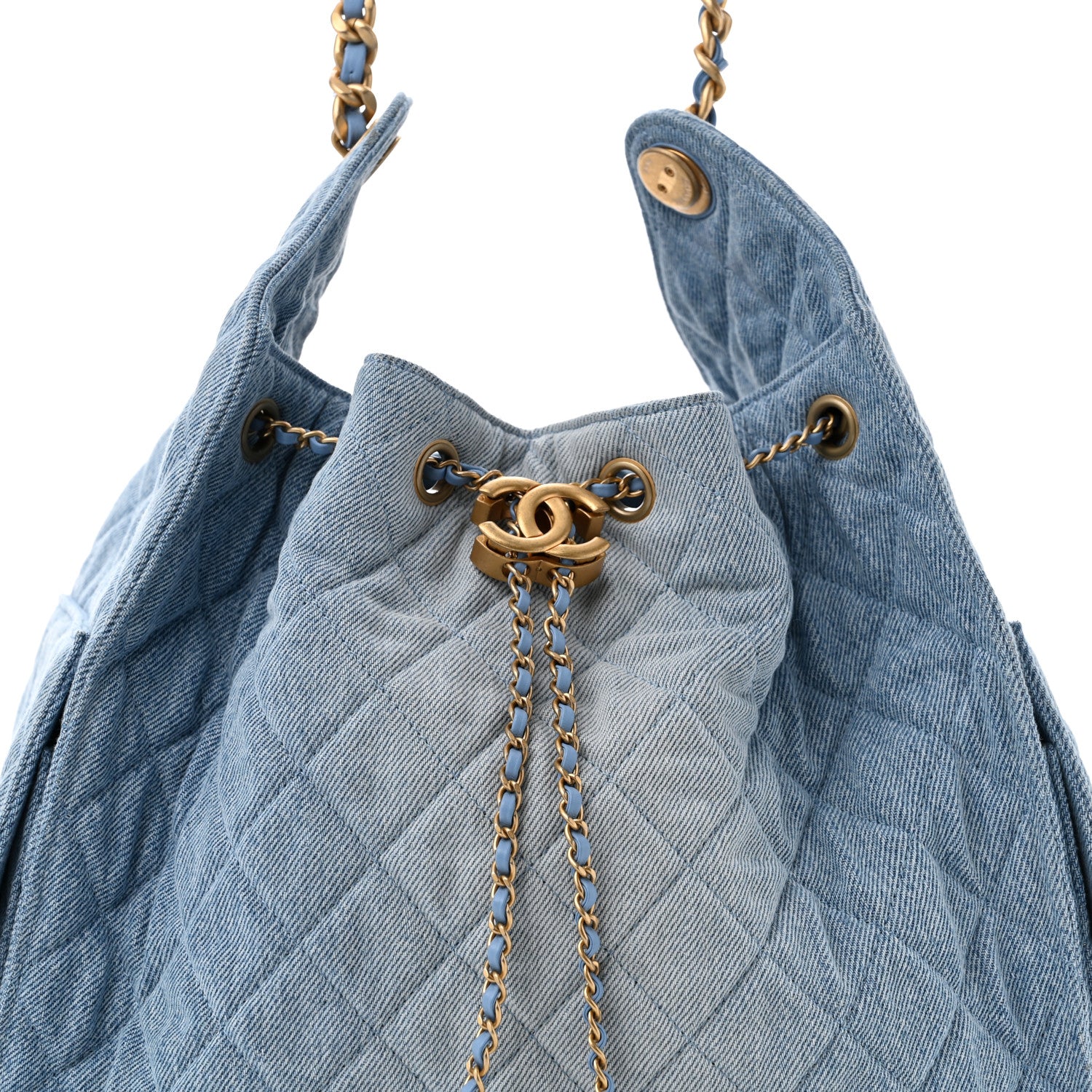 Chanel Washed Denim Quilted Medium Chanel 25 Handbag Blue 9 of 13