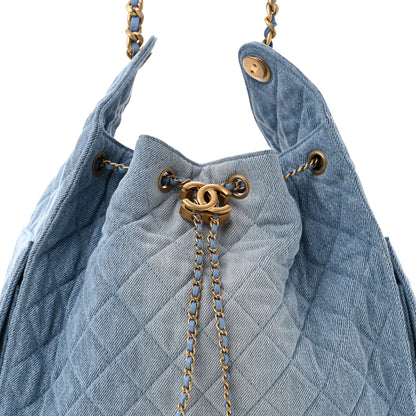Chanel Washed Denim Quilted Medium Chanel 25 Handbag Blue 9 of 13