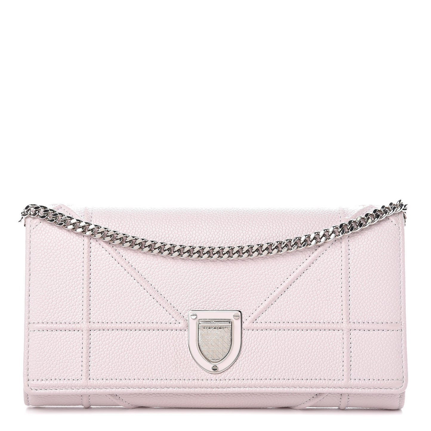 Grained Calfskin Diorama Croisiere Chain Wallet Pink