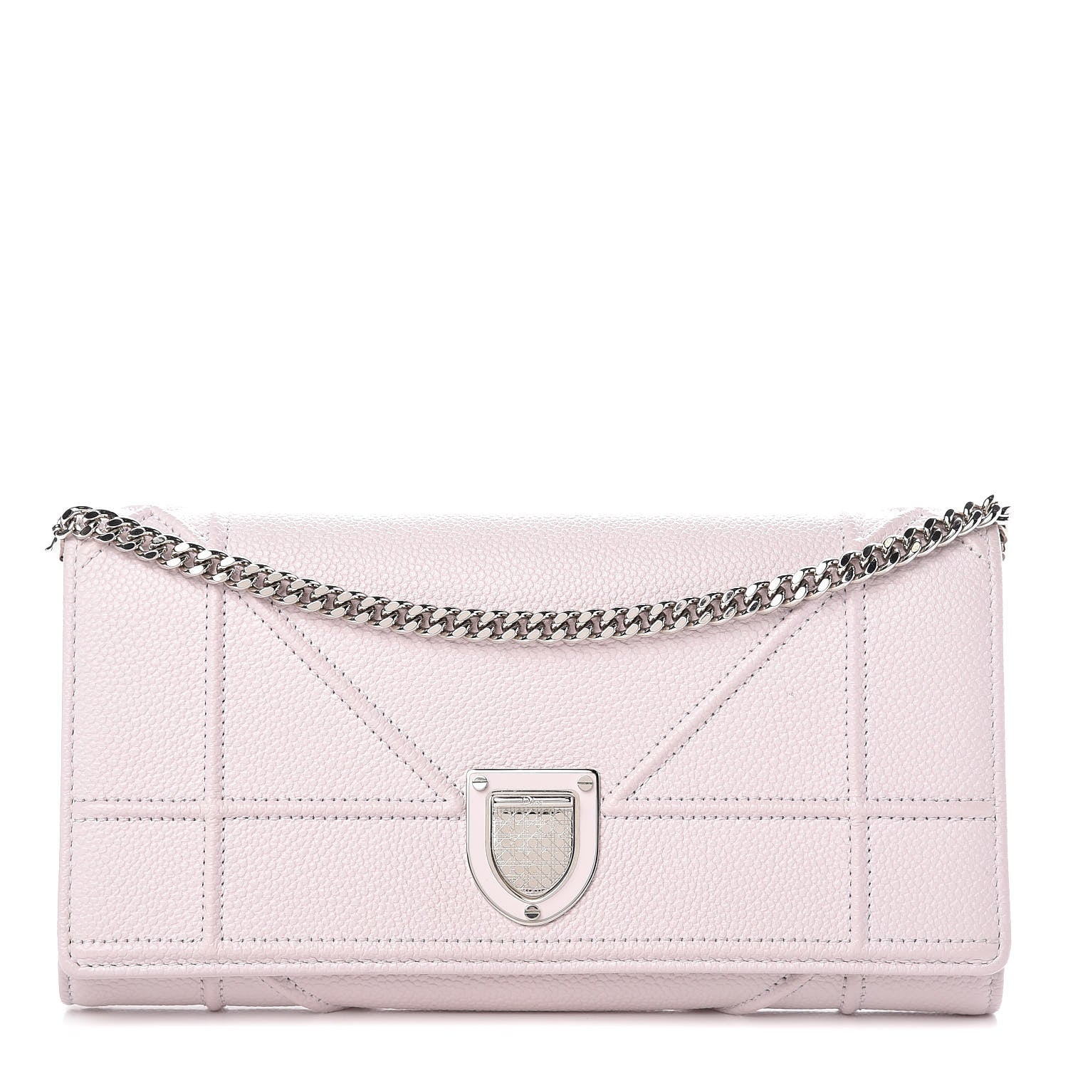 Christian Dior Grained Calfskin Diorama Croisiere Chain Wallet Pink 1 of 15
