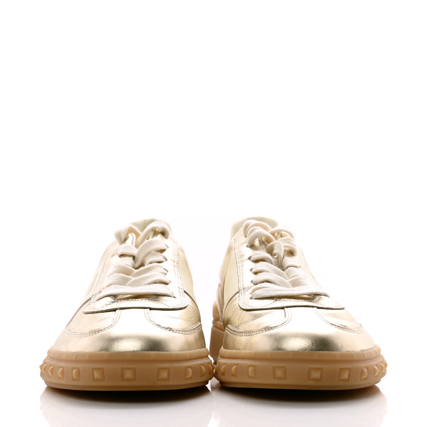 Laminated Calfskin Nappa Upvillage Sneakers 39 Platinum Ivory Amber