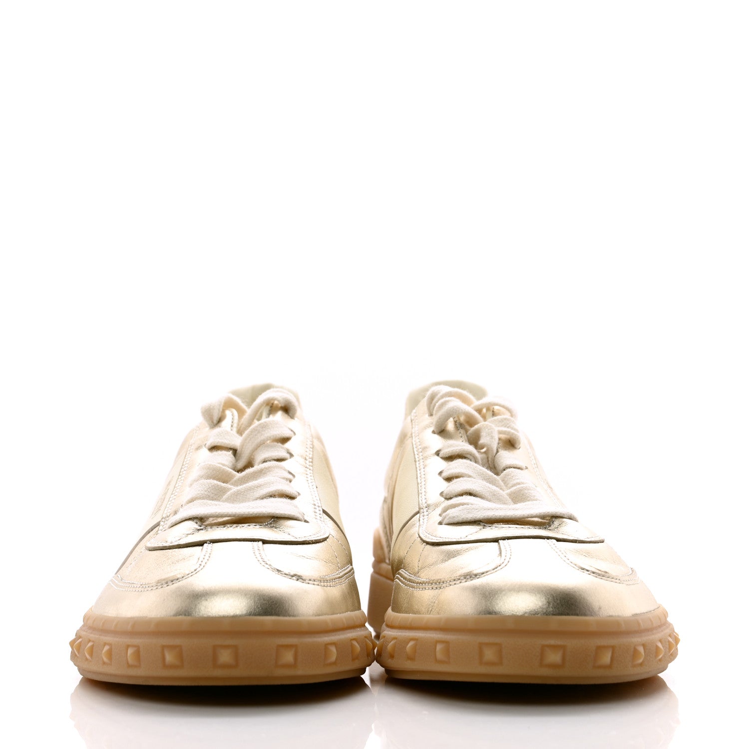 Valentino Garavani Laminated Calfskin Nappa Upvillage Sneakers 39 Platinum Ivory Amber 2 of 9