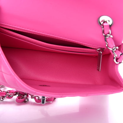 Chanel Lambskin Quilted Mini Rectangular Flap Neon Pink 6 of 12