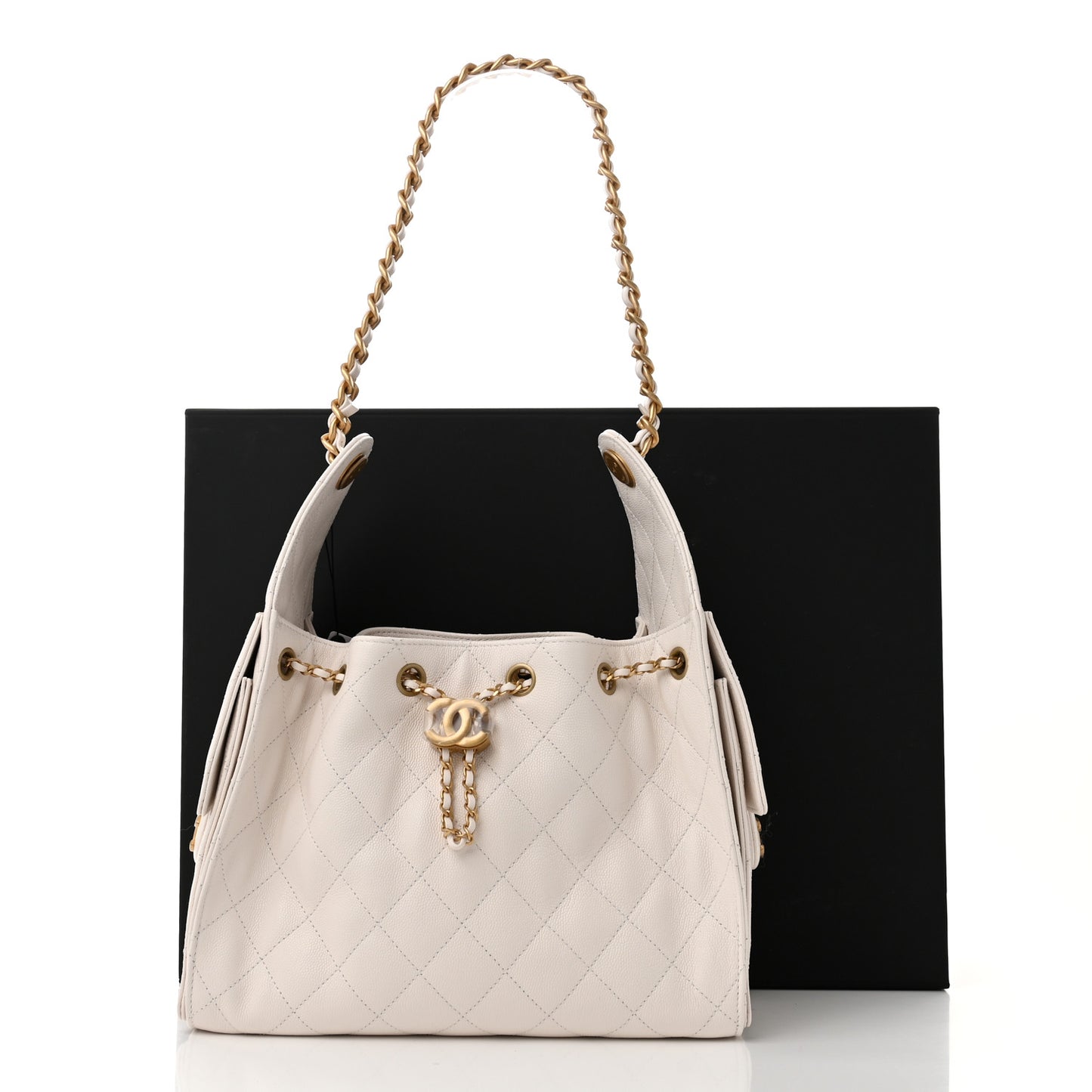 Caviar Quilted Small Chanel 25 Handbag White