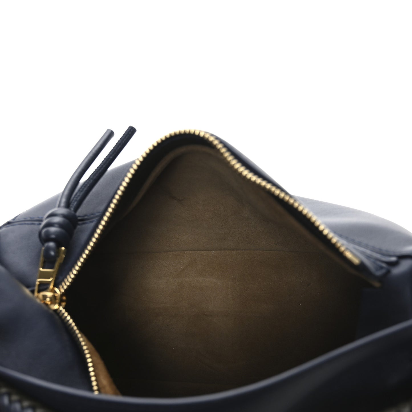 Calfskin Small Woven Puzzle Bag Dark Ink Dark Khaki