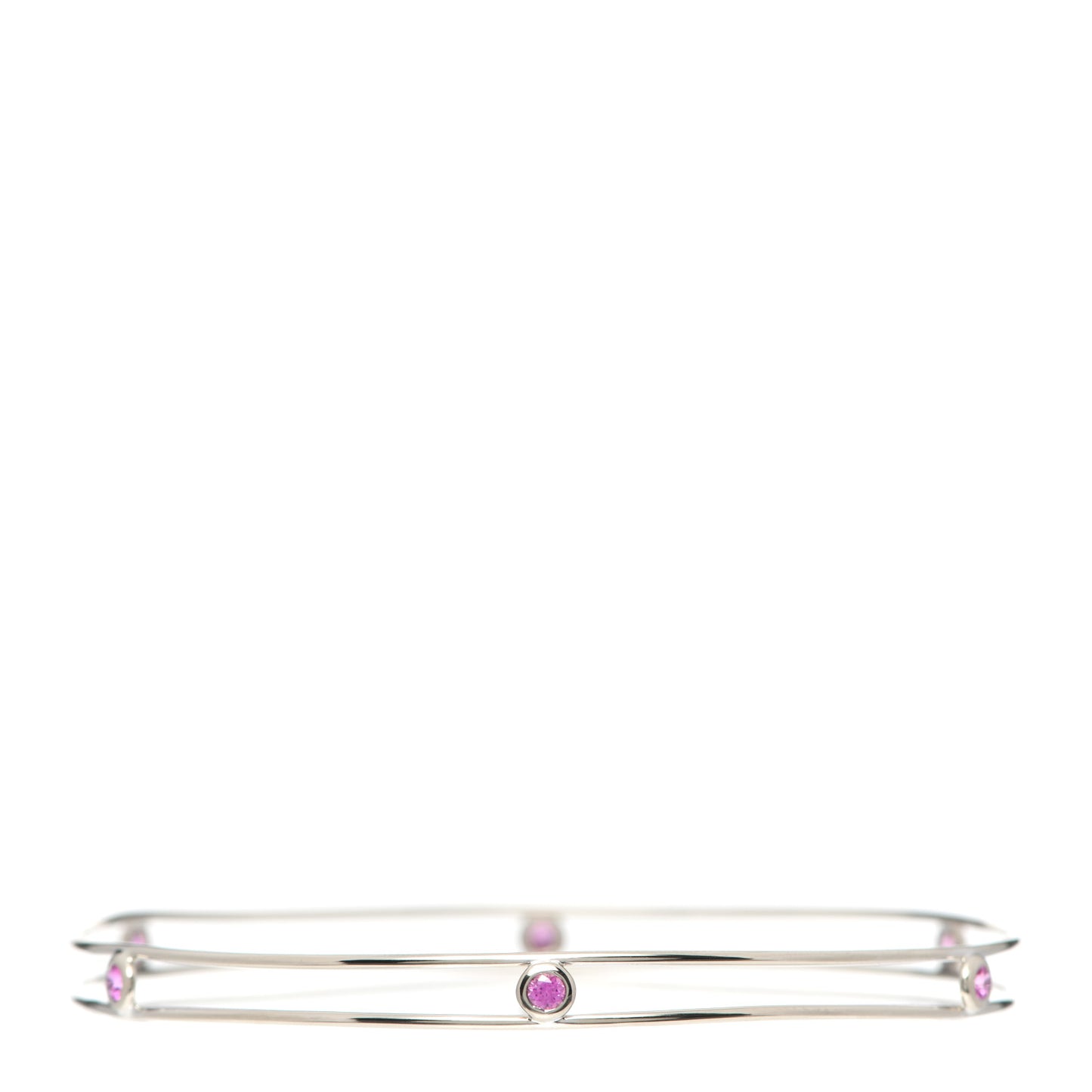 18K White Gold Pink Sapphire Elsa Peretti Sapphire By The Yard Bangle Bracelet