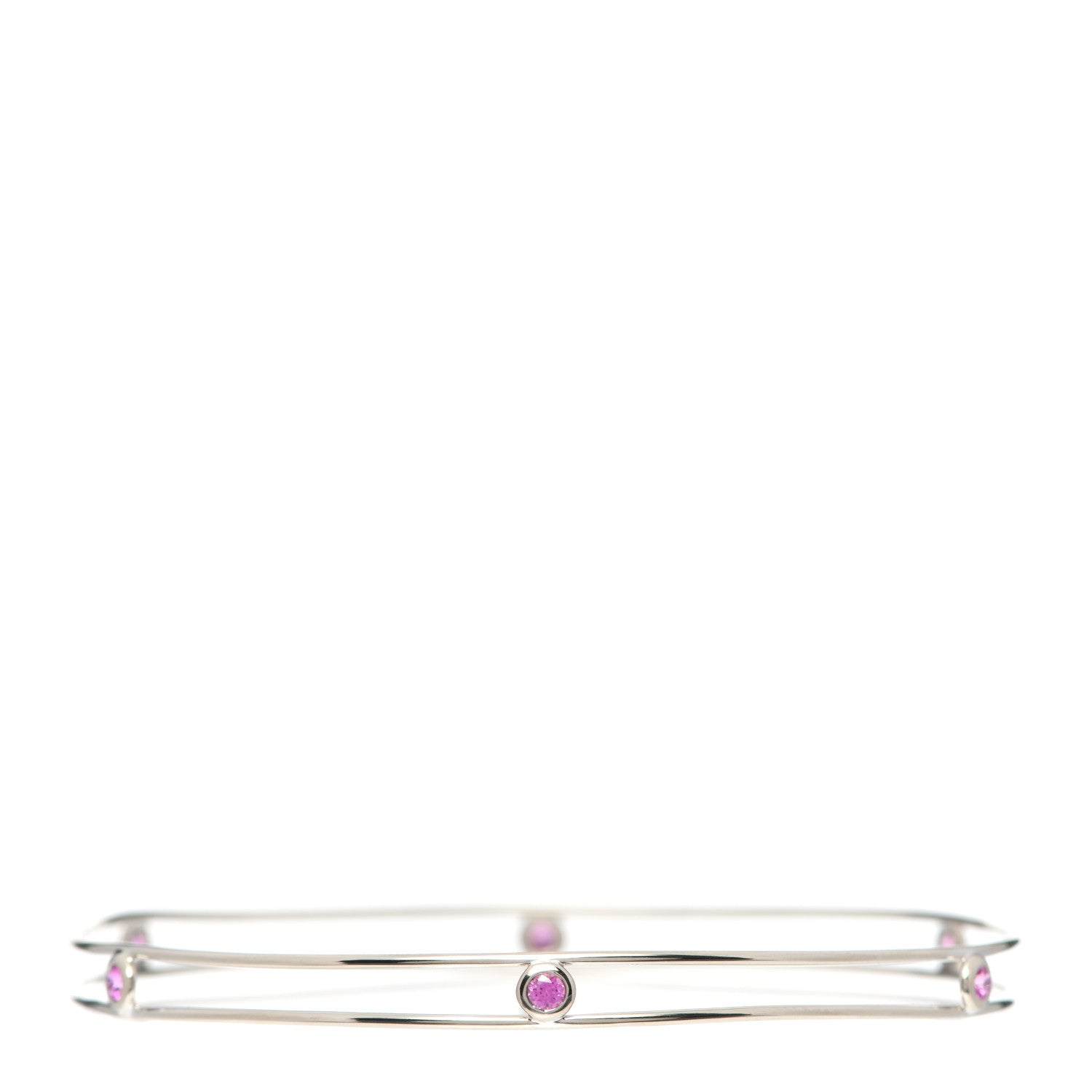 Tiffany 18K White Gold Pink Sapphire Elsa Peretti Sapphire By The Yard Bangle Bracelet 3 of 5